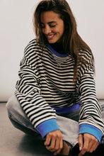 Load image into Gallery viewer, Free People Classic Striped Oversized Crewneck/ Black Combo