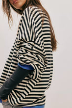 Load image into Gallery viewer, Free People Classic Striped Oversized Crewneck/ Black Combo