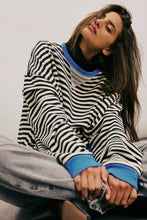Load image into Gallery viewer, Free People Classic Striped Oversized Crewneck/ Black Combo