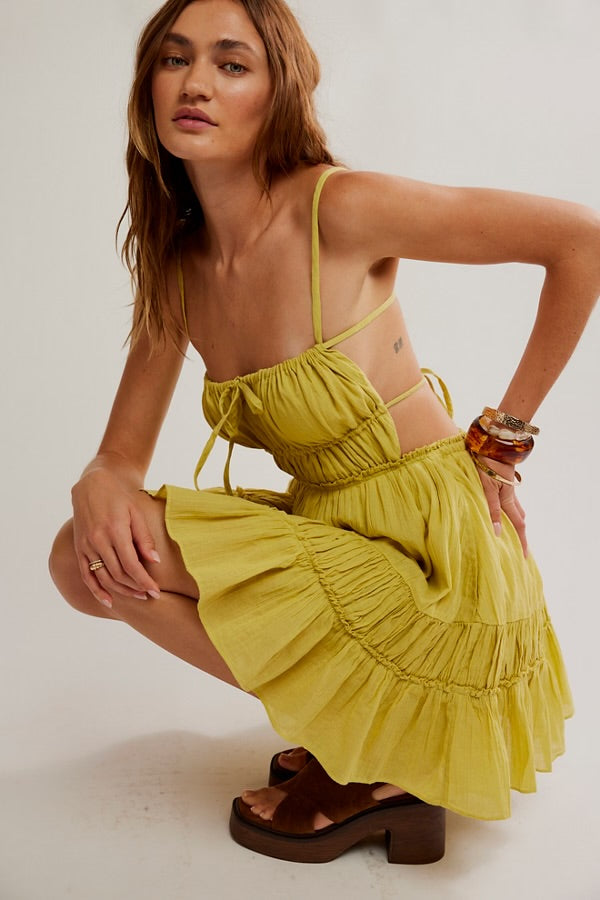 free people taking sides mini dress Free People Taking Sides Mini Dress/Silent Lime – Thecottageboutique