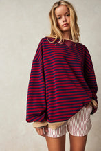 Load image into Gallery viewer, Free People Classic Striped Oversized Crewneck/Nautical Vombo