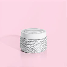 Load image into Gallery viewer, Valcano White Signature Printed Travel Tin Candle