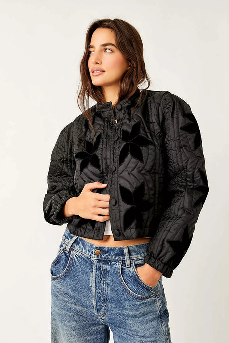 Free People Quinn Quilted Jacket/ Black