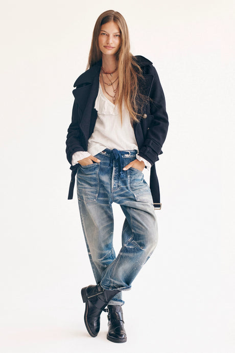 Free People We The Free Moxie Pull-On Barrel Jeans/Timeless Blue