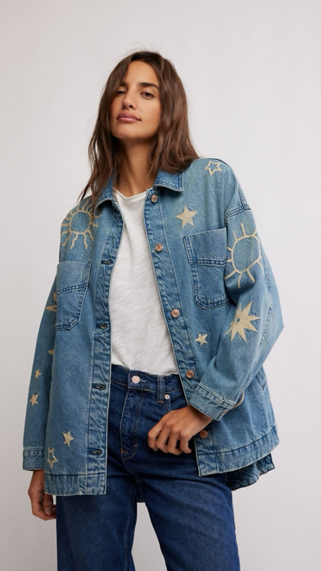 Free People Madison City embroidered/Skyways Blue