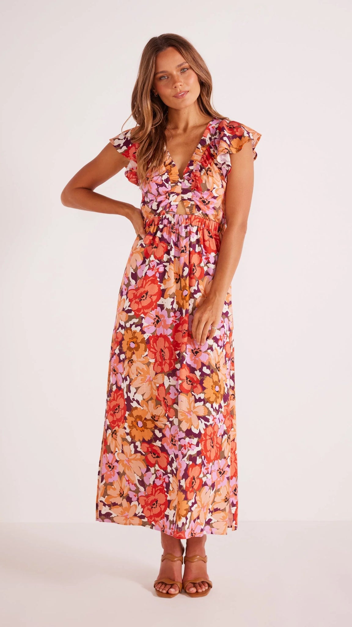 zanita midi dress MinkPink Zanita Tiered Midi Dress In Bright Floral