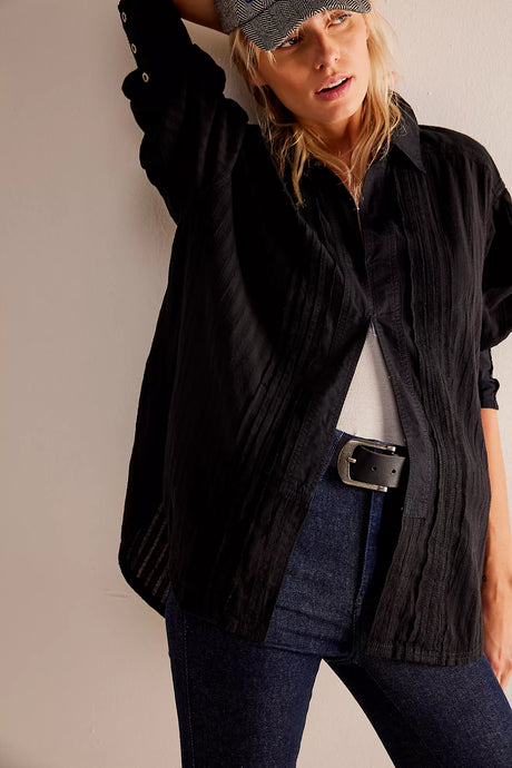 Free People We The Free Tuxy Vibes Shirt/Black