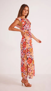 zanita midi dress MINKPINK Zanita Tiered Midi Dress In Bright Floral