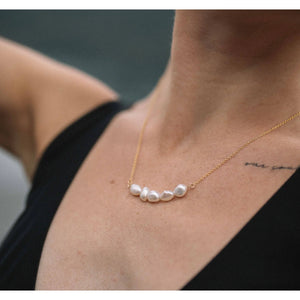 Raquel Rosalie  Sage Pearls Necklace Gold Filled