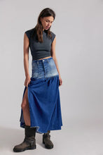 Load image into Gallery viewer, Free People We The Free Good Company Mixed Denim Maxi Skirt/Blessed