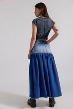 Load image into Gallery viewer, Free People We The Free Good Company Mixed Denim Maxi Skirt/Blessed