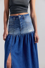 Load image into Gallery viewer, Free People We The Free Good Company Mixed Denim Maxi Skirt/Blessed