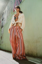 Load image into Gallery viewer, Free People Day's End Linen Striped Pull-On Pants/Soft Coral Combo