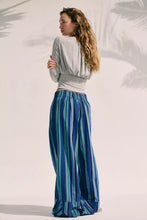 Load image into Gallery viewer, Free People Day's End Linen Striped Pull-On Pants/Navy Combo