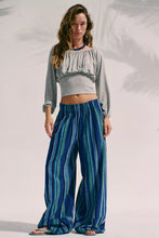 Load image into Gallery viewer, Free People Day's End Linen Striped Pull-On Pants/Navy Combo