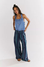 Load image into Gallery viewer, Free People Day's End Linen Striped Pull-On Pants/Navy Combo