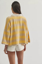 Load image into Gallery viewer, Free People Oat Latte We The Free Auggie Oversized Polo Tee/ Yellow Finch