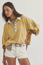 Load image into Gallery viewer, Free People Oat Latte We The Free Auggie Oversized Polo Tee/ Yellow Finch