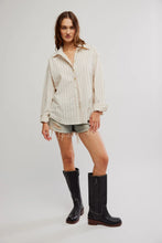 Load image into Gallery viewer, Free People We The Free Striped Varsity Vibes Shirt/ivory Combo