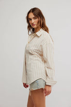 Load image into Gallery viewer, Free People We The Free Striped Varsity Vibes Shirt/ivory Combo