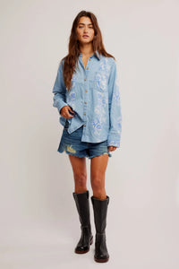 Free People Airbrushed Blossom Denim/Sky Blue Medi Indago