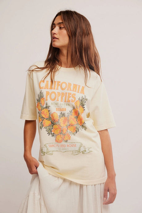 Free People Harvest Vintage Wash Tee/California Poppies