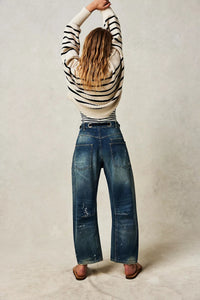 Free People We The Free Moxie Pull-On Barrel Jeans/Timeless Blue