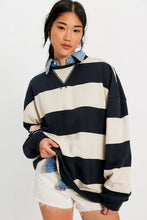 Load image into Gallery viewer, Free People We The Free Classic Striped Oversized Crewneck/Black Combo