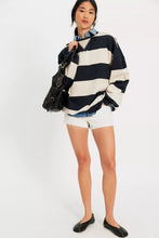Load image into Gallery viewer, Free People We The Free Classic Striped Oversized Crewneck/Black Combo