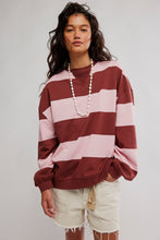 Load image into Gallery viewer, Free People We The Free Classic Striped Oversized Crewneck/Strawberry combo