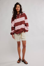 Load image into Gallery viewer, Free People We The Free Classic Striped Oversized Crewneck/Strawberry combo