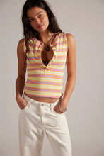 Load image into Gallery viewer, Free People Jamie Henley Striped Tank Top/Butter Yellow Combo
