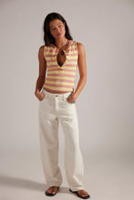 Load image into Gallery viewer, Free People Jamie Henley Striped Tank Top/Butter Yellow Combo