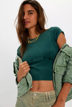 Load image into Gallery viewer, Free People We The Free Protagonist Cropped Cap Sleeve Tee/Rainforest