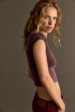 Load image into Gallery viewer, Free People We The Free Protagonist Cropped Cap Sleeve Tee/Vintage Grape