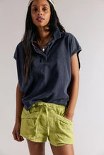 Load image into Gallery viewer, Free People Good Fortune Solid Cotton-Linen Shorts/Warm Olives