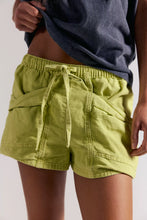 Load image into Gallery viewer, Free People Good Fortune Solid Cotton-Linen Shorts/Warm Olives