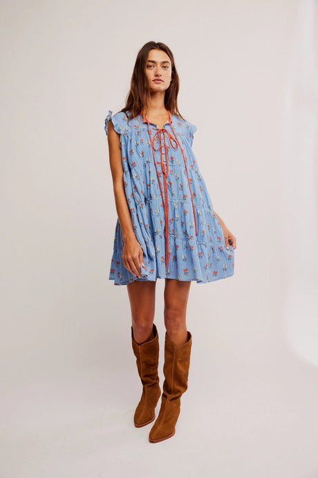 Free People Sundown Mini Dress /Allure Blue