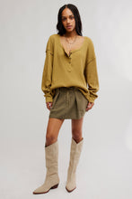 Load image into Gallery viewer, Free People We The Free Montreal Oversized Thermal Henley/Golden Eagle