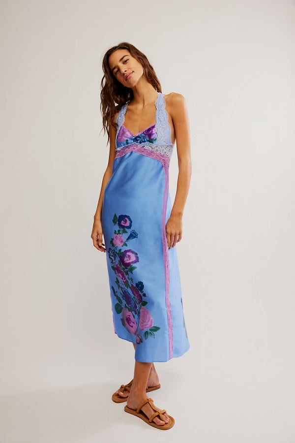Free People Just Dreamy Maxi Slip/Blue Vista Combo