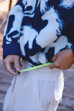 Load image into Gallery viewer, Free People Mountain High Printed Half-Zip Fleece /Wild Horses Navy Combo