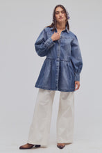 Load image into Gallery viewer, Free People Marris Denim Mini Dress/washed mid blue denim