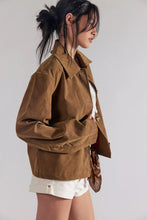 Load image into Gallery viewer, Free People We The Free Hera Vegan Suede Jacket /Caramel Cafe