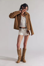 Load image into Gallery viewer, Free People We The Free Hera Vegan Suede Jacket /Caramel Cafe