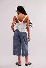 Load image into Gallery viewer, Free People Gianna Ruched Gaucho Pull-On Pants /Blue Mirage