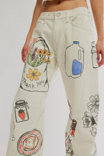 Load image into Gallery viewer, Free People We The Free Fable Printed Low-Rise Twisted Bowed Jeans/Tofu Combo