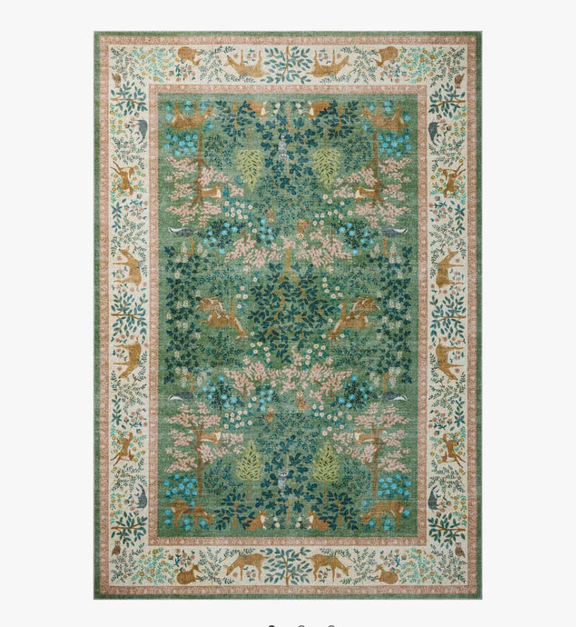 Rifle Paper X Loloi Canopy Collection Woodland Printed Rug/Sage Blush