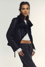 Load image into Gallery viewer, Free People We The Free Fourline Shearling Aviator Jacket/Black