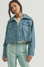 Load image into Gallery viewer, Free People We The Free Side To Side Cropped Denim Jacket /River Wash