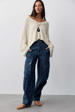 Load image into Gallery viewer, Free People We The Free Brentwood Textured Cargo Jeans/Atlantic